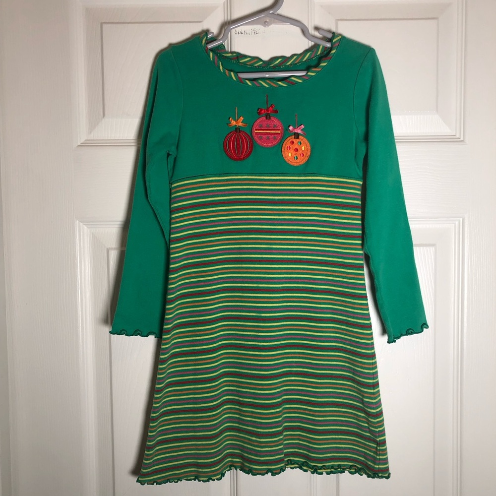 Duck Head Jean Co Green Striped Dress with Ornament Accents Size 5